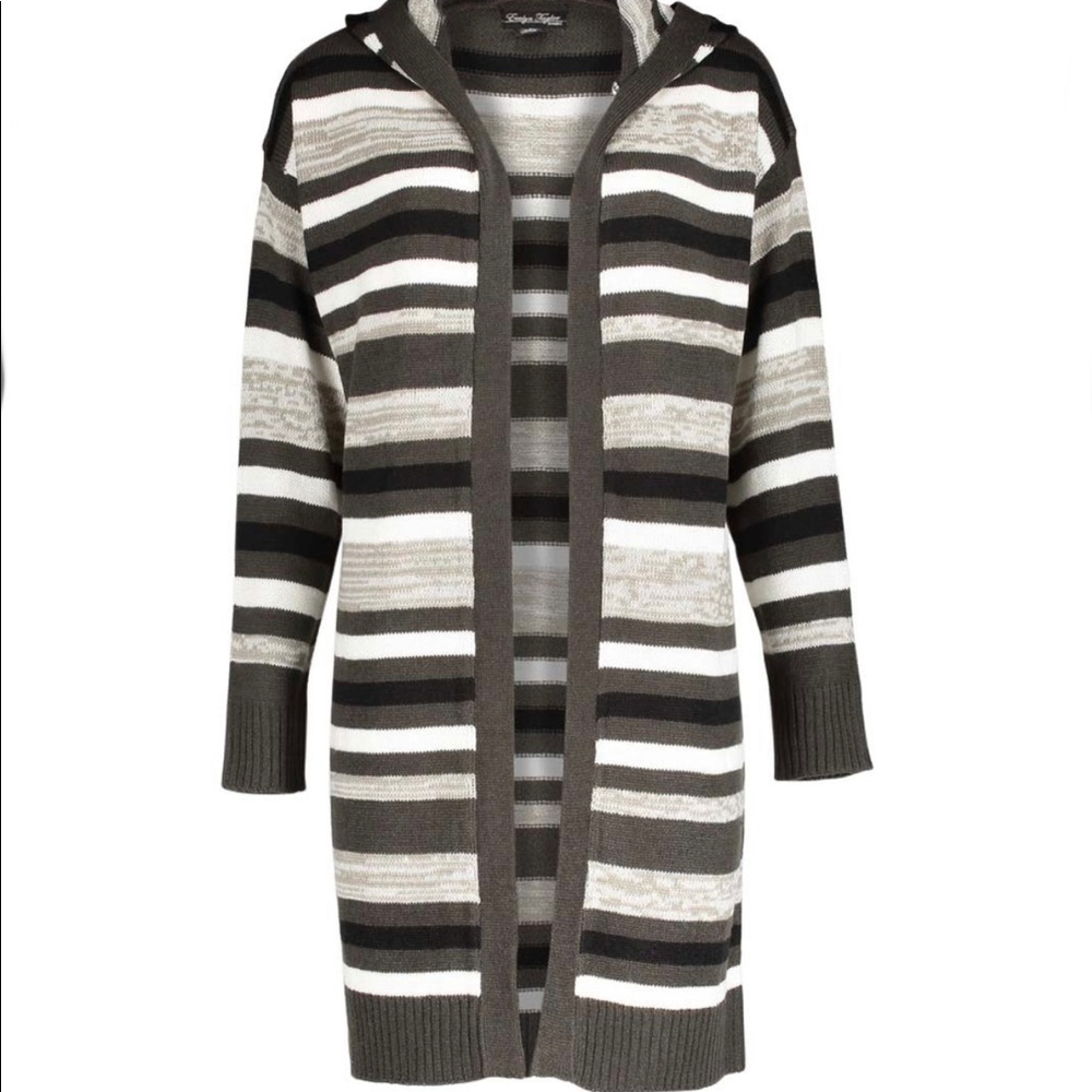 Evelyn Taylor Striped Hooded Cardigan